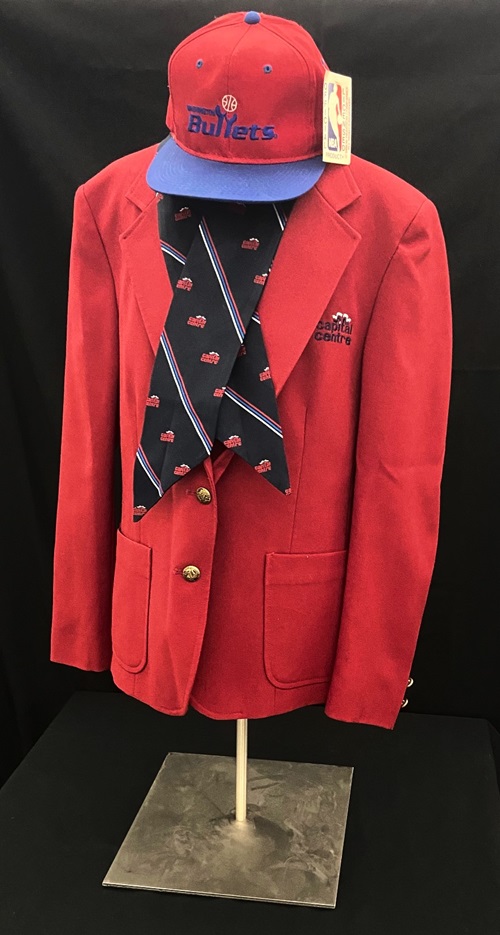 red "Bullets" hat, tie, and jacket